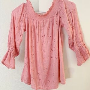 Off the Shoulder Eyelet Blouse